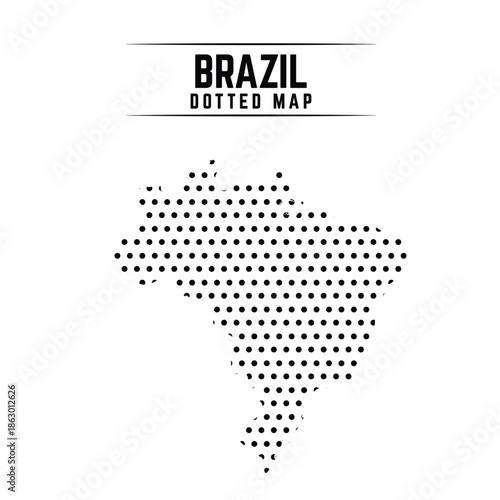 black Dotted Vector Map of Brazil on Minimalist Geometric Background