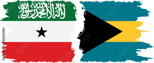 Bahamas and Somaliland grunge flags connection, vector