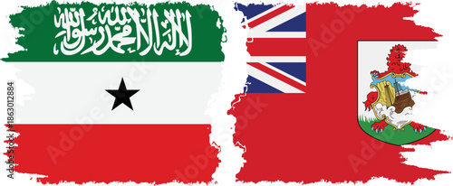 Bermuda and Somaliland grunge flags connection, vector