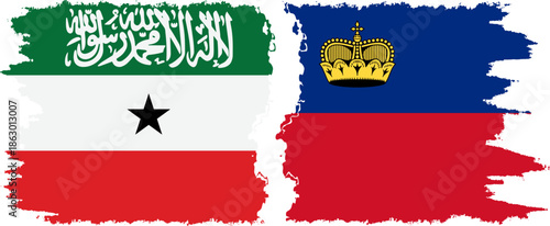 Liechtenstein and Somaliland grunge flags connection, vector