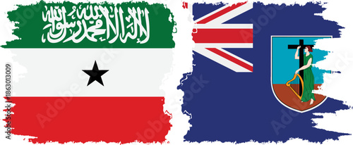 Montserrat and Somaliland grunge flags connection, vector