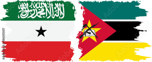 Mozambique and Somaliland grunge flags connection, vector