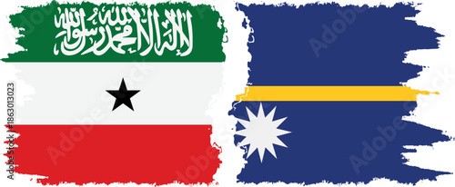 Nauru and Somaliland grunge flags connection, vector