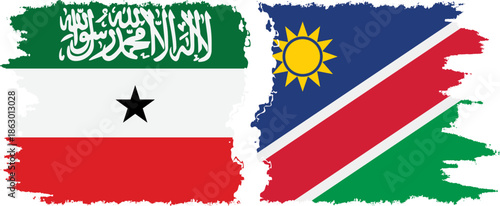 Namibia and Somaliland grunge flags connection, vector