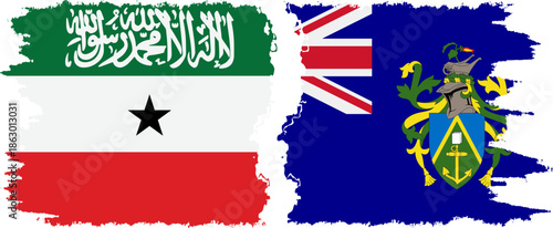 Pitcairn Islands and Somaliland grunge flags connection, vector