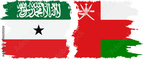 Oman and Somaliland grunge flags connection, vector