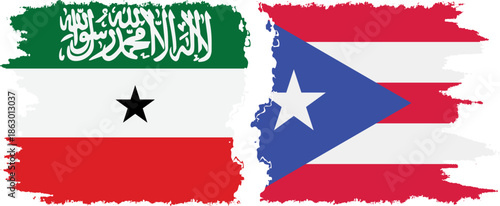 Puerto Rico and Somaliland grunge flags connection, vector