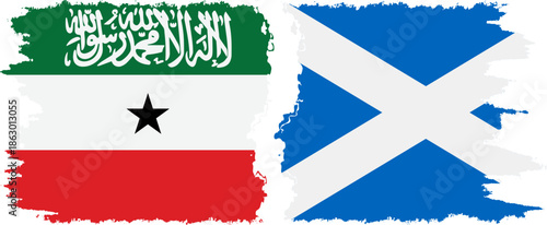 Scotland and Somaliland grunge flags connection, vector