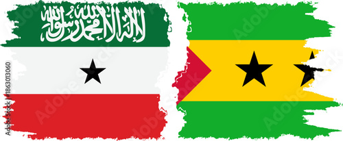 Sao Tome and Principe and Somaliland grunge flags connection, vector