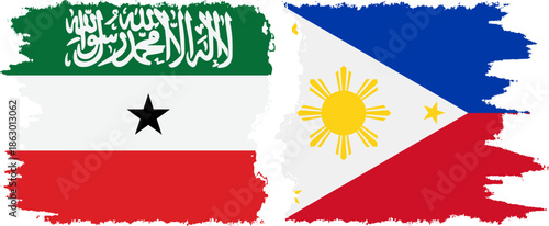 Philippines and Somaliland grunge flags connection, vector