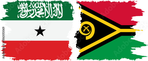Vanuatu and Somaliland grunge flags connection, vector