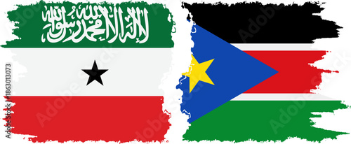 South Sudan and Somaliland grunge flags connection, vector