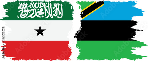 Zanzibar and Somaliland grunge flags connection, vector