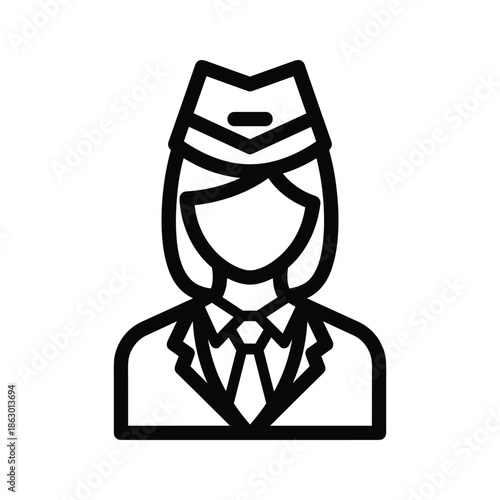 Female police officer icon black white