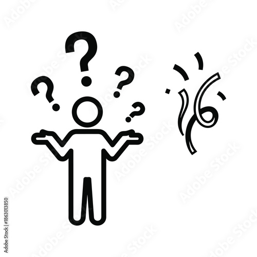 Confused man with question marks