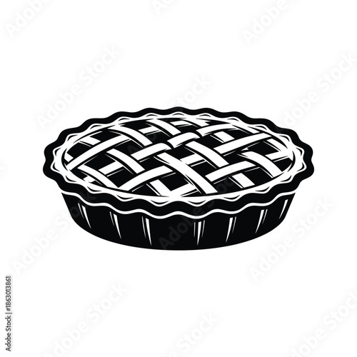 Black and white illustration of a pie