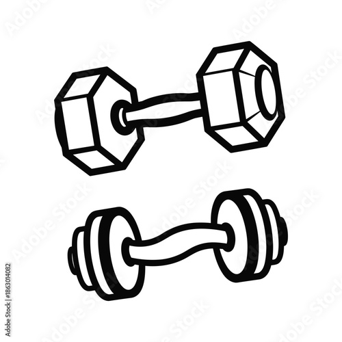 Black and white dumbbell illustration