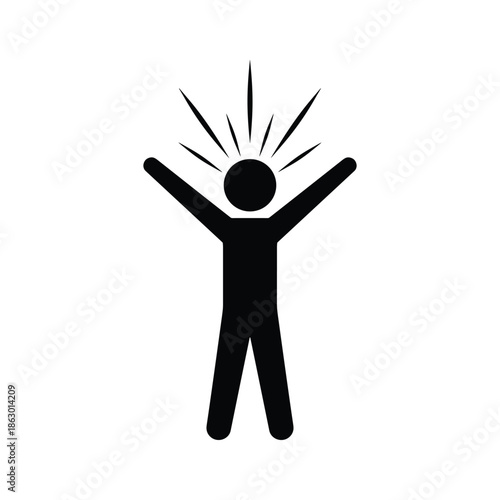 Happy person with arms raised in joy