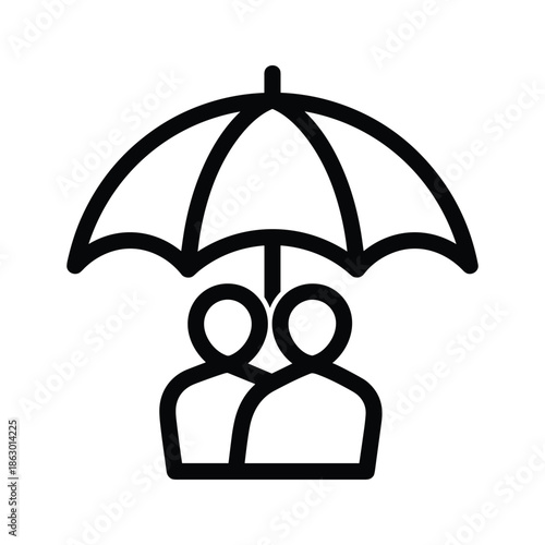 People under umbrella protection