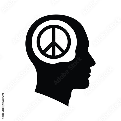 Human Head Peace Sign Black Silhouette