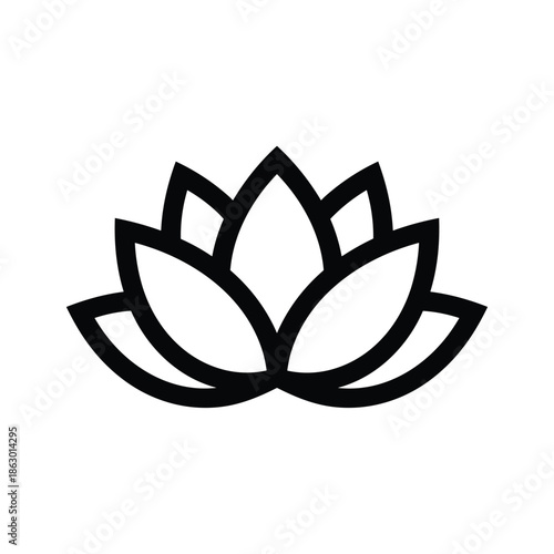 Black Lotus Flower Icon Simple Design