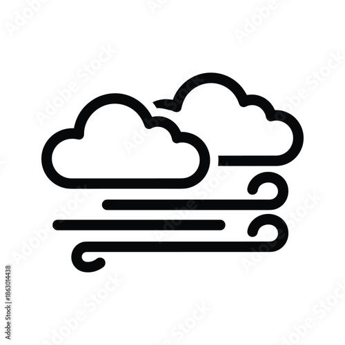 Windy Cloudy Weather Icon Illustration