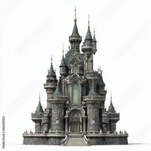 Medieval Fantasy Castle with Towers and Turrets.