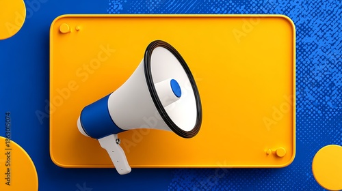 Megaphone on Yellow Background Announcement.