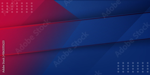 Abstract blue red banner geometric shapes background. Vector abstract graphic design banner pattern presentation background web template.