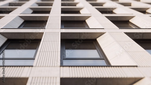 Wallpaper Mural 幾何学的なラインと反復パターンが美しいモダン建築ファサードを捉えた高解像度写真 Torontodigital.ca