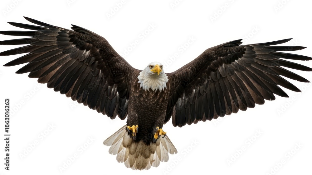 Obraz premium Bald Eagle in Flight Aerial.