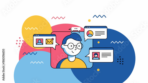 Man engaging with digital communication tools and social media