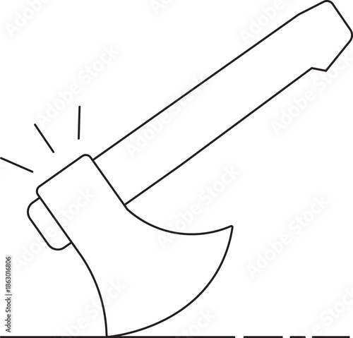 Axe icon illustration stuck in ground