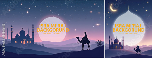 Gradient background islamic isra miraj for poster, flyer, social media template design