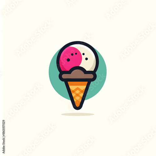 Modern Minimal Ice Cream Logo Vector