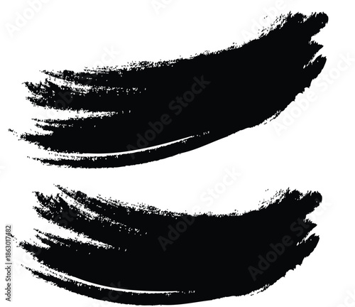 Grunge Black Ink Brush Stroke Vector Texture on White Background