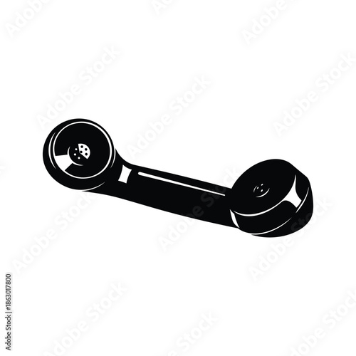 Vintage black telephone handset on white background