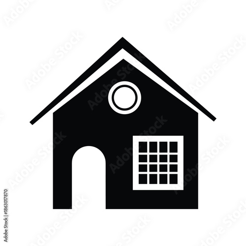 Simple black house icon on white background