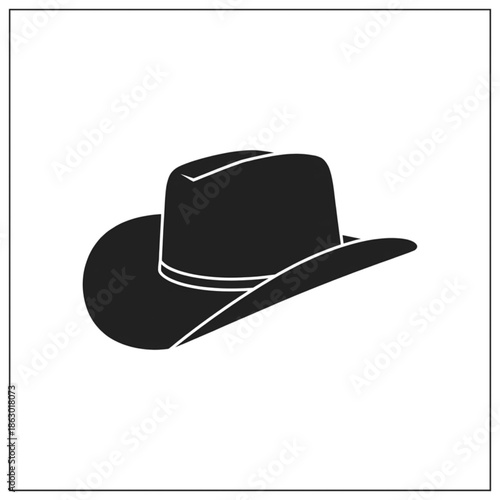 Black Cowboy Hat Vector Silhouette Icon Isolated on White Background for Western Brand Logo