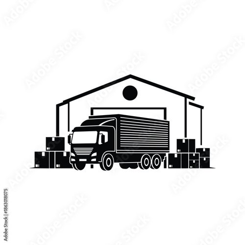 Truck loading goods in warehouse
