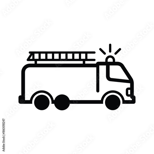 Fire truck icon with emergency light