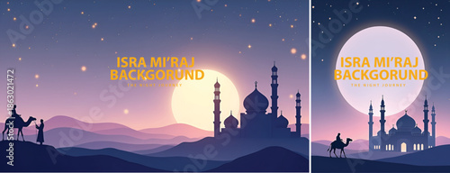 Gradient background islamic isra miraj for poster, flyer, social media template design