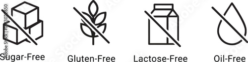 Collection of food restriction icons representing diet needs and dietary information