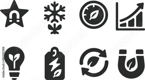 Eco friendly and energy saving symbols on transparent background