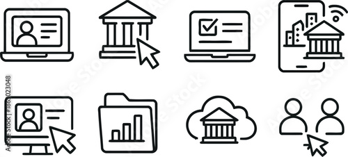 Online banking and digital finance management icons