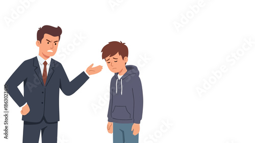 Boss Scolding Young Employee Illustration