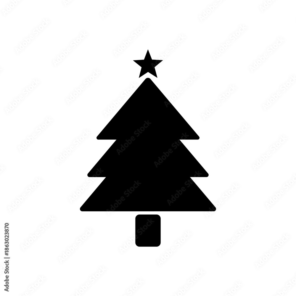 Obraz premium Christmas Tree Silhouette Icon with Star for Minimalist Holiday Design Concept