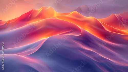 Abstract glowing desert dunes in warm and cool tones Photo