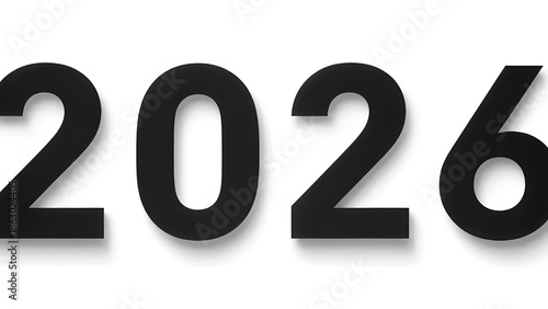 Bold Black Typography Design of 2026 Calendar Year in Minimalist Modern Style