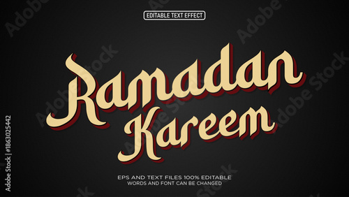 ramadan kareem 3d style text effect editable